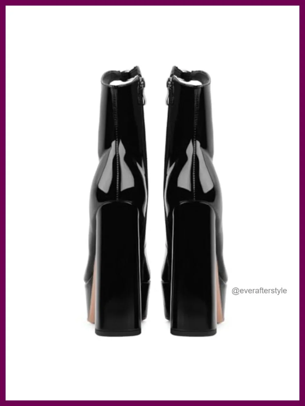 Gothic Platform Ankle Boots Women Chunky Block Heels Side Zipper Patent Leather